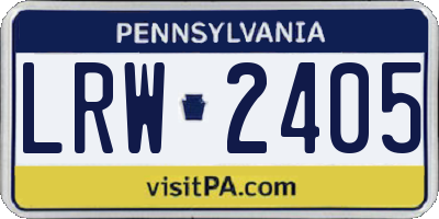 PA license plate LRW2405