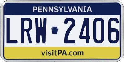 PA license plate LRW2406