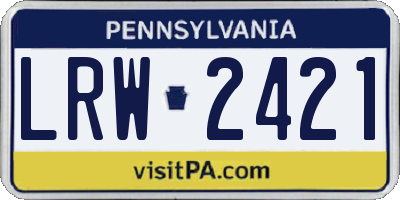 PA license plate LRW2421