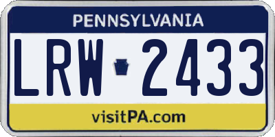 PA license plate LRW2433