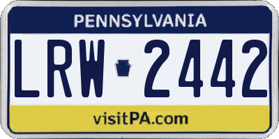 PA license plate LRW2442
