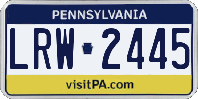 PA license plate LRW2445