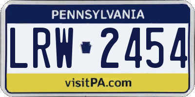 PA license plate LRW2454