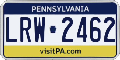 PA license plate LRW2462