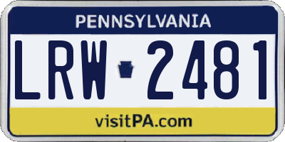 PA license plate LRW2481