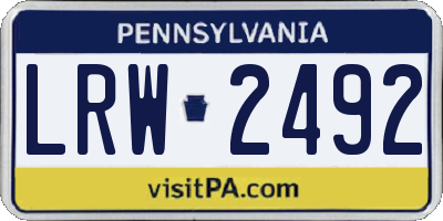 PA license plate LRW2492