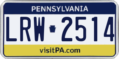 PA license plate LRW2514