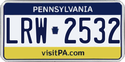 PA license plate LRW2532