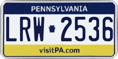 PA license plate LRW2536