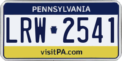 PA license plate LRW2541