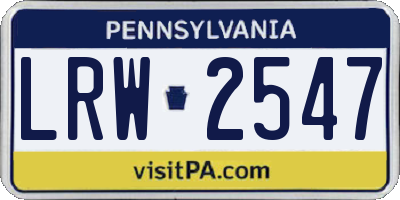 PA license plate LRW2547