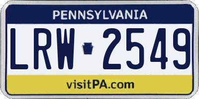 PA license plate LRW2549