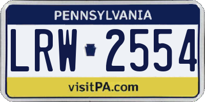 PA license plate LRW2554