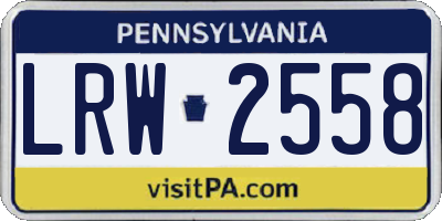 PA license plate LRW2558