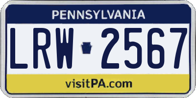 PA license plate LRW2567