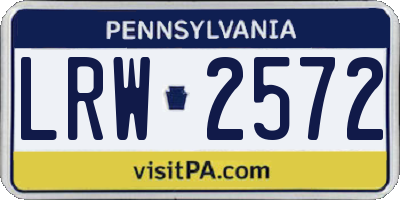 PA license plate LRW2572