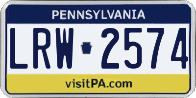 PA license plate LRW2574
