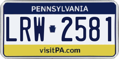 PA license plate LRW2581