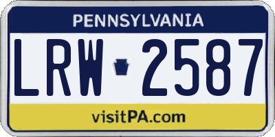PA license plate LRW2587