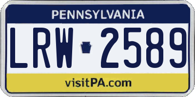 PA license plate LRW2589