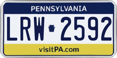 PA license plate LRW2592