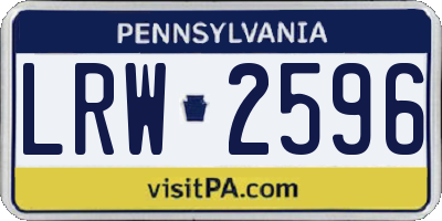 PA license plate LRW2596