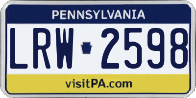 PA license plate LRW2598