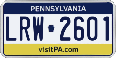 PA license plate LRW2601