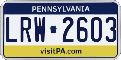 PA license plate LRW2603