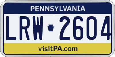 PA license plate LRW2604