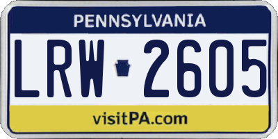 PA license plate LRW2605