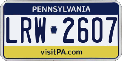PA license plate LRW2607