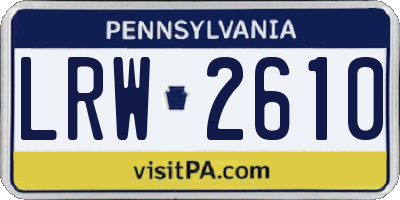 PA license plate LRW2610