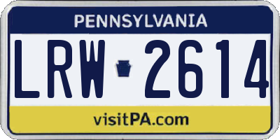 PA license plate LRW2614