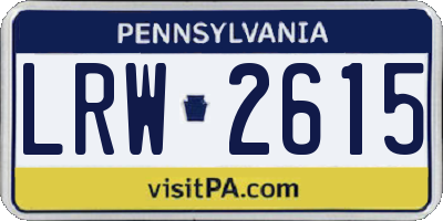 PA license plate LRW2615