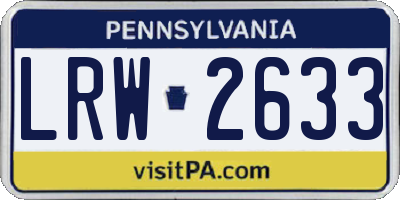 PA license plate LRW2633