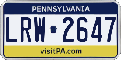 PA license plate LRW2647
