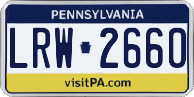 PA license plate LRW2660