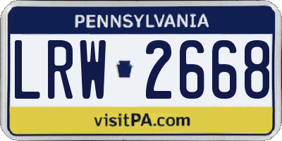 PA license plate LRW2668