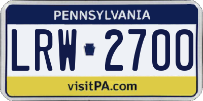 PA license plate LRW2700