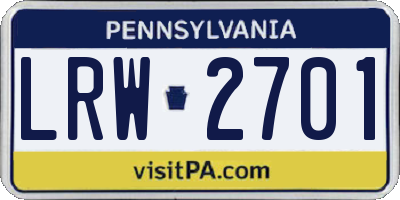 PA license plate LRW2701