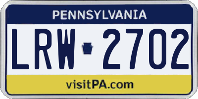 PA license plate LRW2702