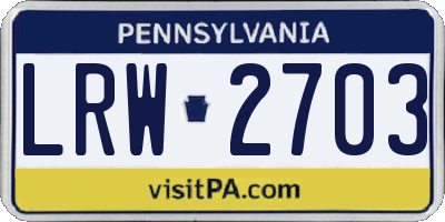 PA license plate LRW2703