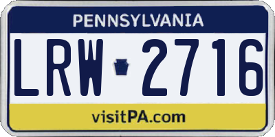 PA license plate LRW2716