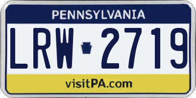 PA license plate LRW2719