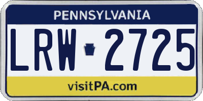 PA license plate LRW2725