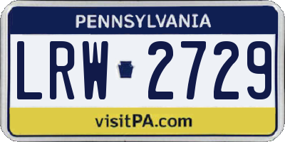 PA license plate LRW2729