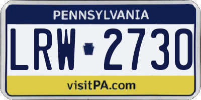 PA license plate LRW2730