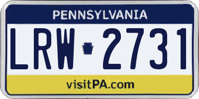PA license plate LRW2731