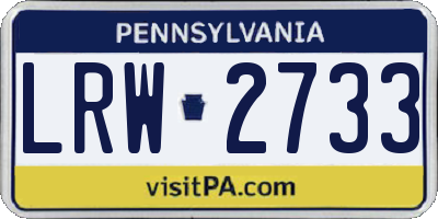 PA license plate LRW2733